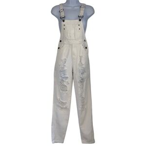 NWT Carmar White Ripped Overalls Size XS